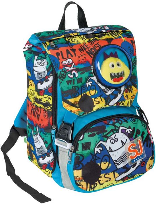 Zaino scuola Sdoppiabile Big SJ Gang Critty Boy, Turchese Fluo - 27 x 41 x 16 cm
