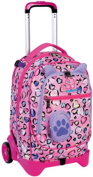 Zaino scuola Trolley Jack-2 ruote SJ Gang Fleecy Girl, Rebel Pink - 37 x 51  x 27 cm - Sj Gang - Cartoleria e scuola