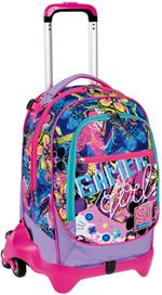 Zaino scuola Trolley Jack-3 ruote + SJ Gang Gleamled Girl, Cactus Flower - 37 x 51 x 27 cm