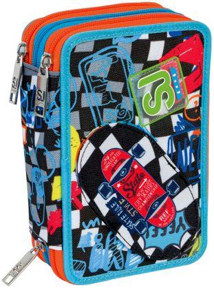 Astuccio 3 zip SJ Gang Trickflip Boy, Jet Black - 12,5 x 20 x 7 cm - 2