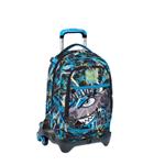Zaino scuola Trolley Jack-3 ruote + SJ Gang Sharken, Turchese Fluo - 37 x 51 x 27 cm