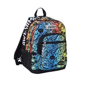 Cartoleria Zaino scuola Freethink con Cuffia Gaming Seven Fluo Stamp, Jet Black - 33 x 44 x 20 cm Seven