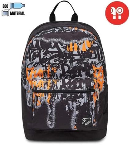 Zaino scuola Reversible New Backpack Grs con auricolari Wireless Seven Spr, Jet Black - 33 x 44 x 16 cm