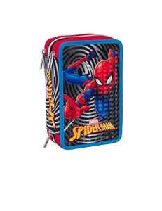 Cartoleria Astuccio Scuola Completo 3 Zip Spider-Man The Greatest Hero Seven