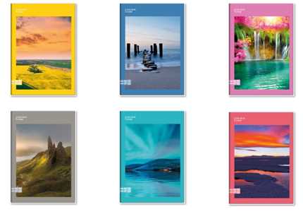 Cartoleria Quaderno A4 Maxi 96/100 Colour Code Landscapes, 5 M - Quadretti grandi 5 mm 21 x 30 cm Colour Code