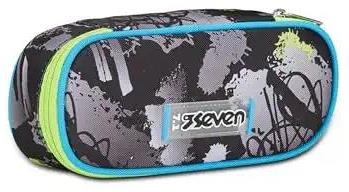 Astuccio ovale con zip Round Plus Seven Feeling Me, nero fantasia