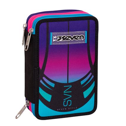 Astuccio rettangolare 3 Zip Seven Nuanced, 12,5 x 20 x 7 cm