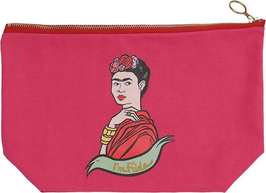 Pochette in cotone, Frida Kahlo, fucsia, cotone - 33 x 22 x 11 cm