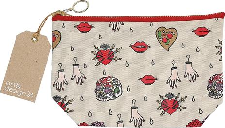 Pochette in cotone, Frida Kahlo, fucsia, cotone - 33 x 22 x 11 cm - 5