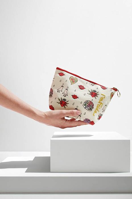 Pochette in cotone, Frida Kahlo, fucsia, cotone - 33 x 22 x 11 cm - 6