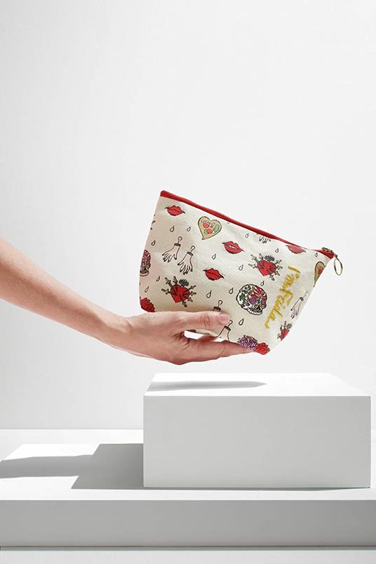 Pochette in cotone, Frida Kahlo, fucsia, cotone - 33 x 22 x 11 cm - 6