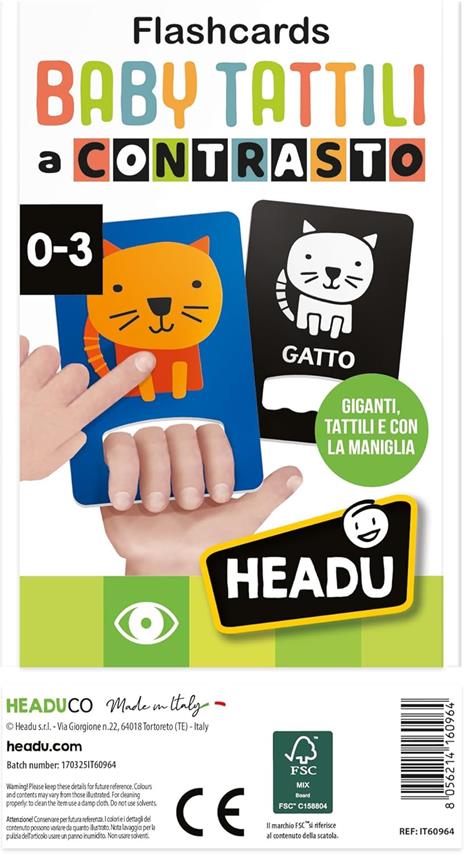 HEADU - Flashcards Baby Tattili a Contrasto, Forme e Colori Tattili ad Alta Leggibilità - 2