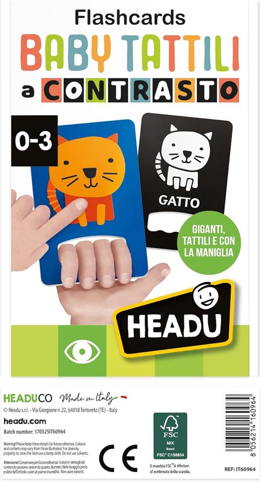 HEADU - Flashcards Baby Tattili a Contrasto, Forme e Colori Tattili ad Alta Leggibilità - 2
