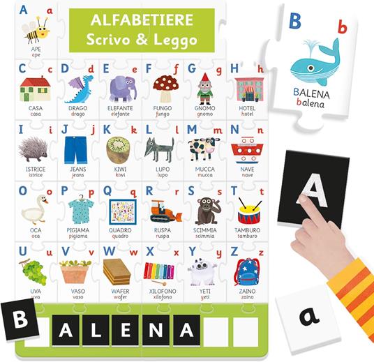 HEADU - Alfabetiere Tattile Scrivo e Leggo, L'unico con Compositoio e Letterine Mobili, Un Gioco Educativo dai 3 ai 6 anni - 2