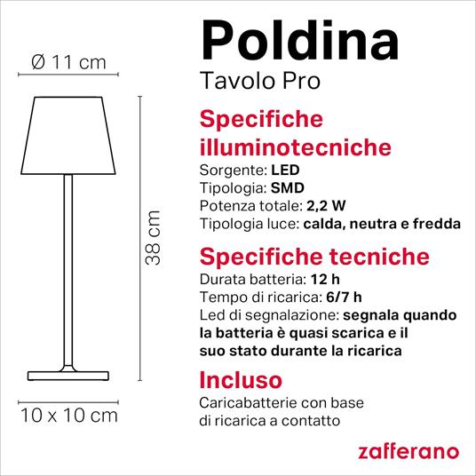 Lampada Poldina Pro Tavolo Rosso - 5