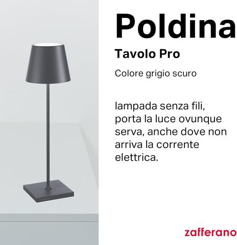 Lampada Poldina Pro Tavolo Grigio Scuro - 3