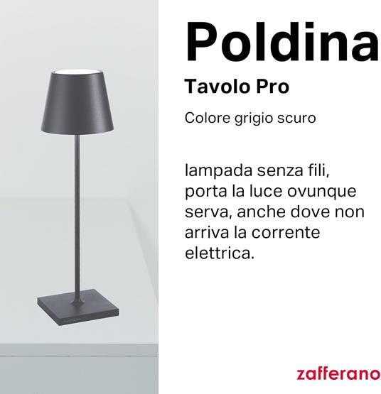 Lampada Poldina Pro Tavolo Grigio Scuro - 3