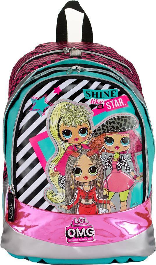 Zaino scuola con chiusura a zip e gadget incluso - Round XL L.O.L. Surprise!