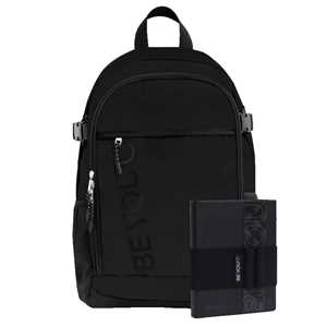 Cartoleria Zaino scuola con zip, tasca interna per PC, diario BE YOU 2025-26 e fascia portapenna. Nero BEYOU