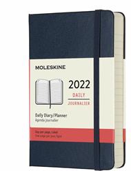 Agenda giornaliera Moleskine 2022, 12 mesi, Pocket, copertina rigida - Blu zaffiro