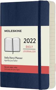 Cartoleria Agenda giornaliera Moleskine 2022, 12 mesi, Pocket, copertina morbida - Blu zaffiro Moleskine