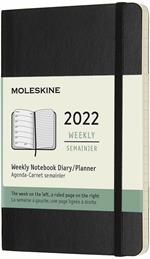 Agenda settimanale Moleskine 2022, 12 mesi con spazio per note, Pocket, copertina morbida - Nero