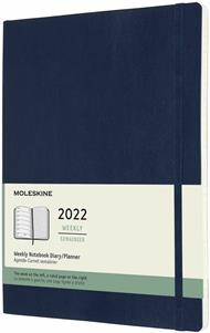 Agenda settimanale Moleskine 2022, 12 mesi con spazio per note, XL, copertina morbida - Blu zaffiro