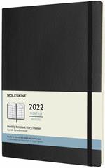 Agenda mensile Moleskine 2022, 12 mesi, XL, copertina morbida - Nero