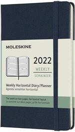 Agenda settimanale Moleskine 2022, 12 mesi orizzontale, Pocket, copertina rigida - Blu zaffiro