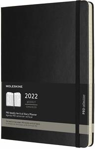 Cartoleria Agenda settimanale Moleskine 2022, 12 mesi verticale PRO, XL, copertina rigida - Nero Moleskine