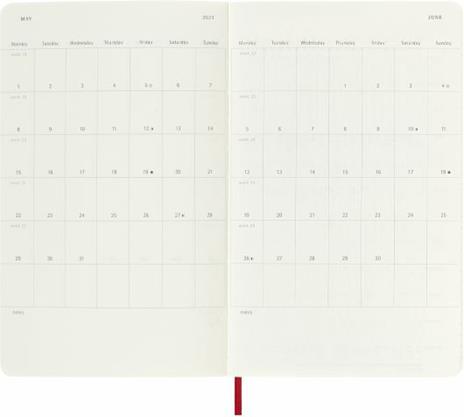 Agenda giornaliera Moleskine 2023, 12 mesi, Large, copertina morbida, Rosso scarlatto - 13 x 21 cm - 4