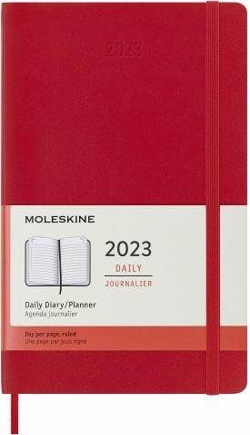 Agenda giornaliera Moleskine 2023, 12 mesi, Large, copertina morbida, Rosso scarlatto - 13 x 21 cm - 8