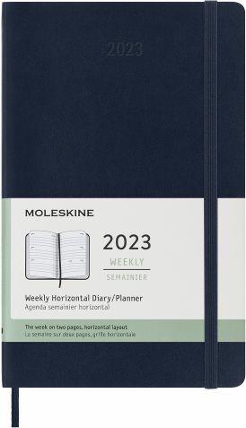 Agenda settimanale Moleskine 2023, 12 mesi, orizzontale, Large, copertina morbida, Blu zaffiro - 13 x 21 cm - 8