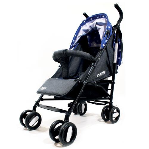 Passeggini leggeri 4 ruote per bambini richiudibile a ombrello, passeggino leggero da viaggio per bambino colore blu e grigio. Carrozzina neonato completa di borsa - 2