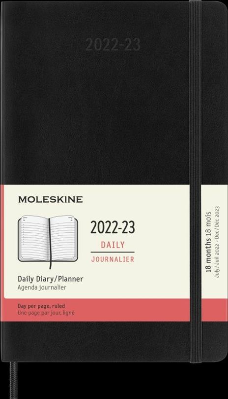 Agenda giornaliera Moleskine 2022-2023, 18 mesi, Large, copertina morbida - Nero - 8