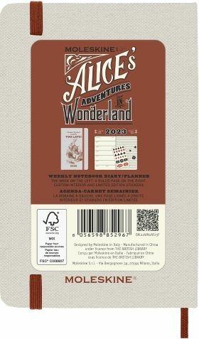 Agenda settimanale Moleskine 2023, 12 mesi, Pocket, Alice in Wonderland, mandorla, coniglio, con spazio per note - 9 x 14 cm - 8