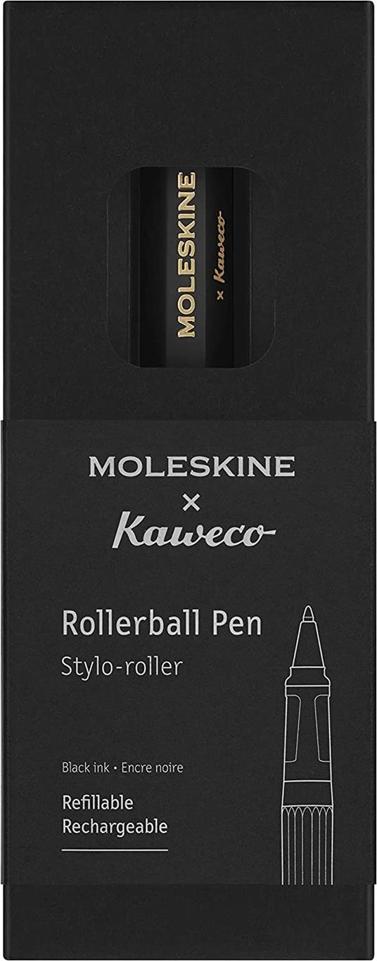 Moleskine x Kaweco, Penna Roller Ricaricabile in Plastica ABS Ricaricabile con 0,7 mm di Inchiostro Nero Incluso Colore Nero - 6