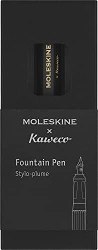 Moleskine x Kaweko, Penna Stilografica in Plastica ABS, M Placcato in Oro Cartuccia d'Inchiostro Blu Inclusa, Nero