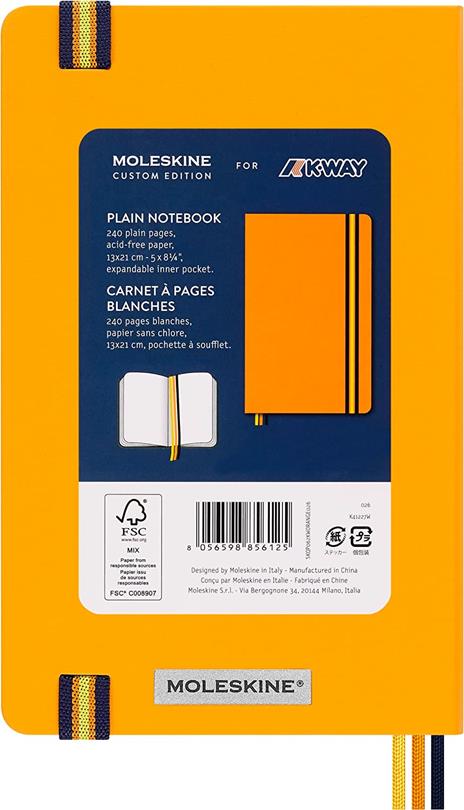 Taccuino Moleskine K-Way, a pagine bianche, arancione, Large - 13 x 21 cm - 3
