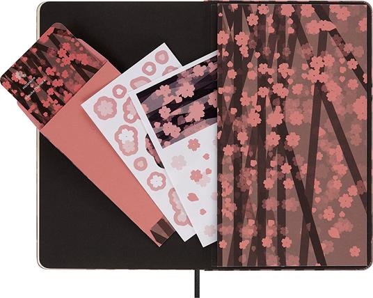 Bundle cofanetto Taccuino Moleskine Sakura, a pagine bianche, large, limited edition - 13 x 21 cm + Set 5 matite colorate - 6