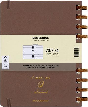 Planner accademico mensile orizzontale Moleskine 2024, 12 mesi, XL, copertina rigida, Mandorla - 20,4 x 25,2 cm - 16