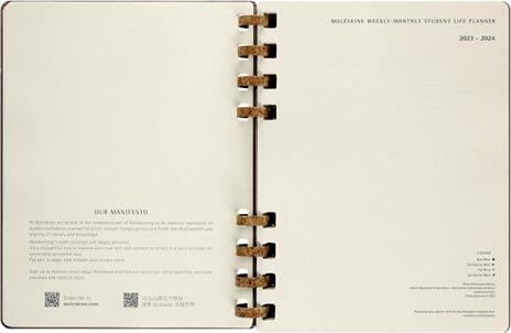 Planner accademico mensile orizzontale Moleskine 2024, 12 mesi, XL, copertina rigida, Mandorla - 20,4 x 25,2 cm - 3