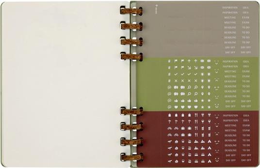 Planner Spiral Moleskine mensile orizzontale 2024, 12 mesi, XL, copertina rigida, Kiwi - 20, 4 x 25, 2 cm - 14