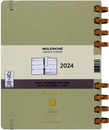 Planner Spiral Moleskine mensile orizzontale 2024, 12 mesi, XL, copertina rigida, Kiwi - 20, 4 x 25, 2 cm - 16