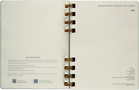 Planner Spiral Moleskine mensile orizzontale 2024, 12 mesi, XL, copertina rigida, Kiwi - 20, 4 x 25, 2 cm - 3