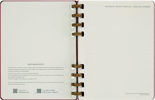 Planner Spiral Moleskine non datata 2024, 12 mesi, XL, copertina rigida, Rosso ciliegia - 20, 4 x 25, 2 cm - 3