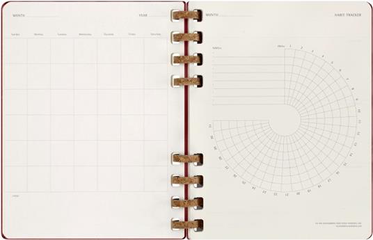 Planner Spiral Moleskine non datata 2024, 12 mesi, XL, copertina rigida, Rosso ciliegia - 20, 4 x 25, 2 cm - 9