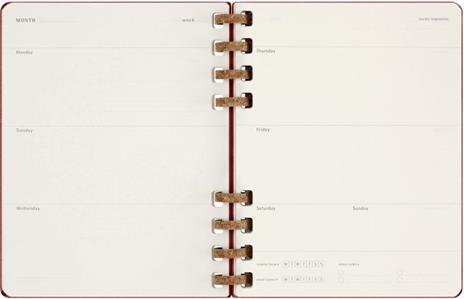 Planner Spiral Moleskine non datata 2024, 12 mesi, XL, copertina rigida, Rosso ciliegia - 20, 4 x 25, 2 cm - 10