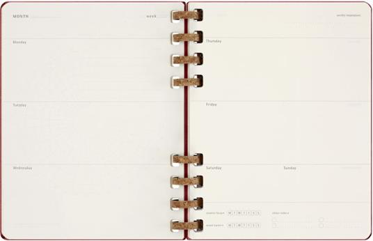 Planner Spiral Moleskine non datata 2024, 12 mesi, XL, copertina rigida, Rosso ciliegia - 20, 4 x 25, 2 cm - 10