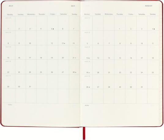 Agenda Moleskine giornaliera 2024, 12 mesi, Large, copertina rigida, Rosso scarlatto - 13 x 21 cm - 4